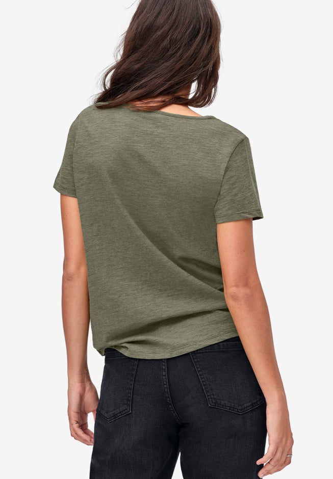 100% Cotton Jersey Slub Scoopneck Short Sleeve Graphic Tee image number 1