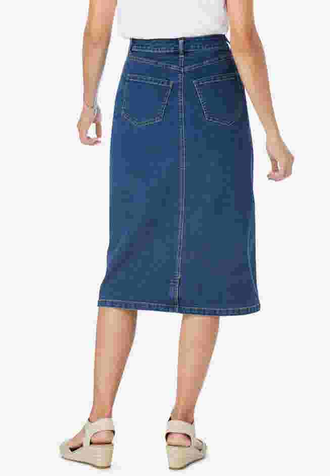 Womens Plus-Size Stretch Denim Five-Pocket Jeans Skirt image number 1