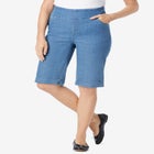 Pull-On Flex-Fit Elastic-Waist Stretch Denim Jeans Shorts image number null