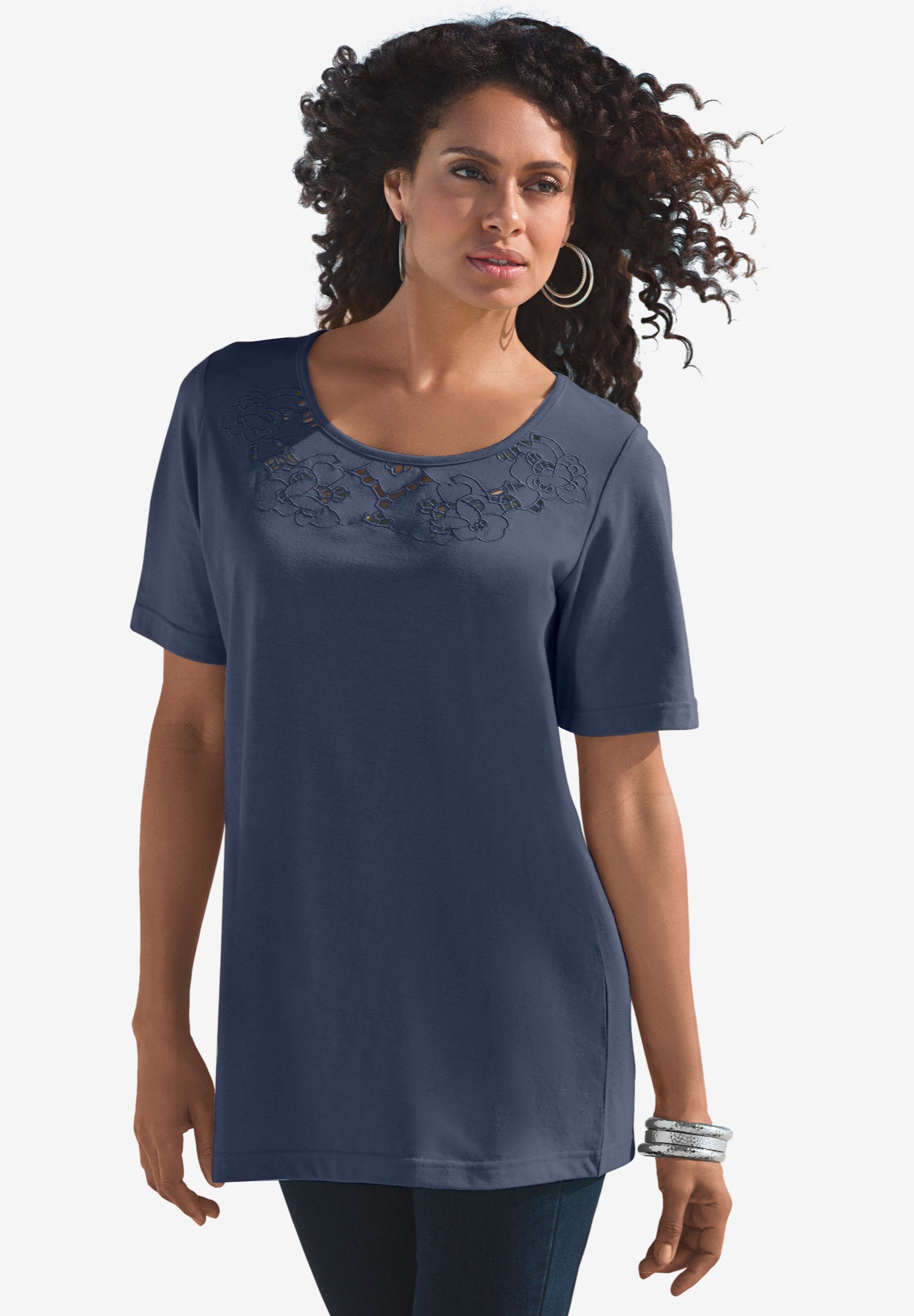 Eyelet Cutout Tee image number 0