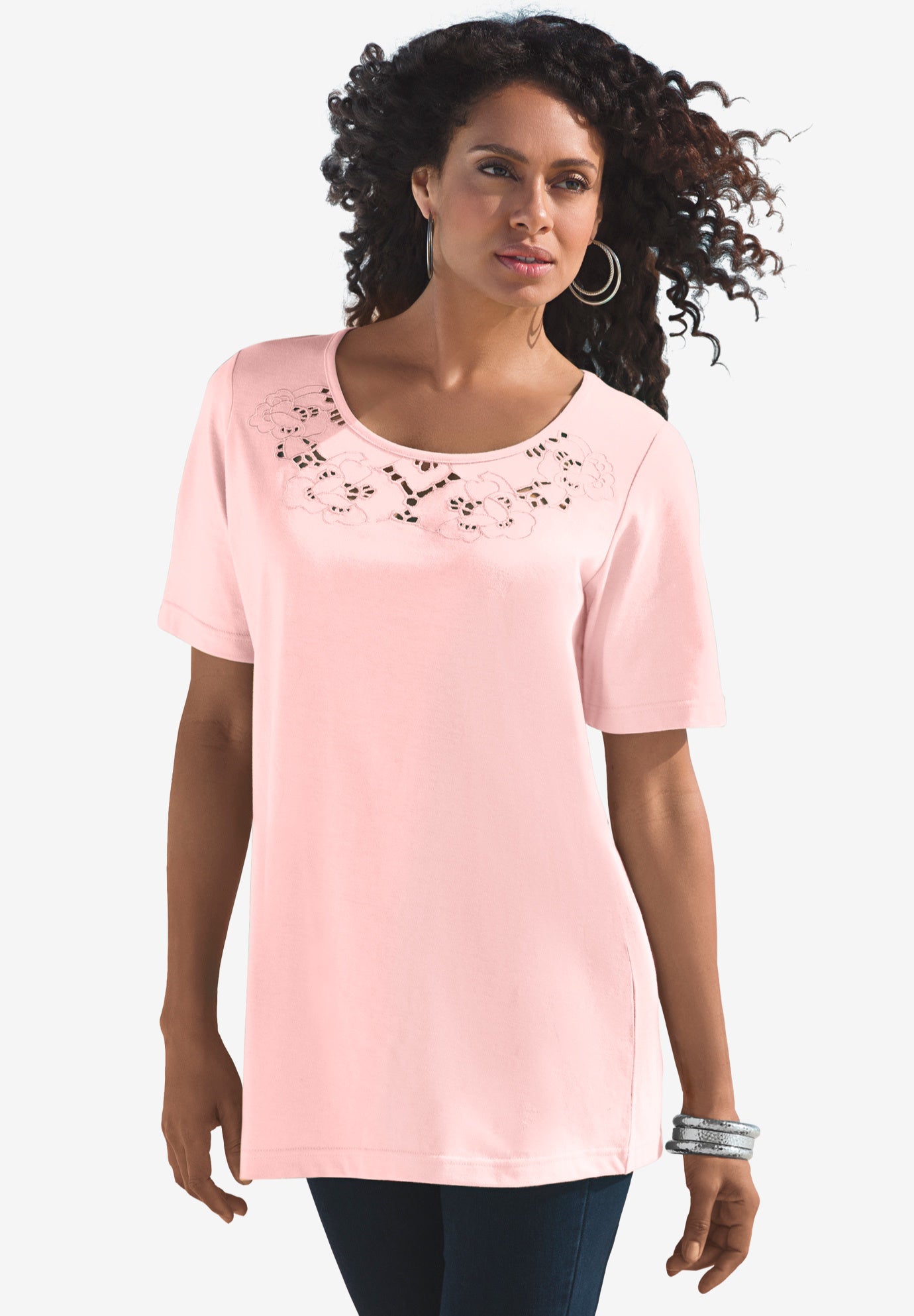 Eyelet Cutout Tee image number 0