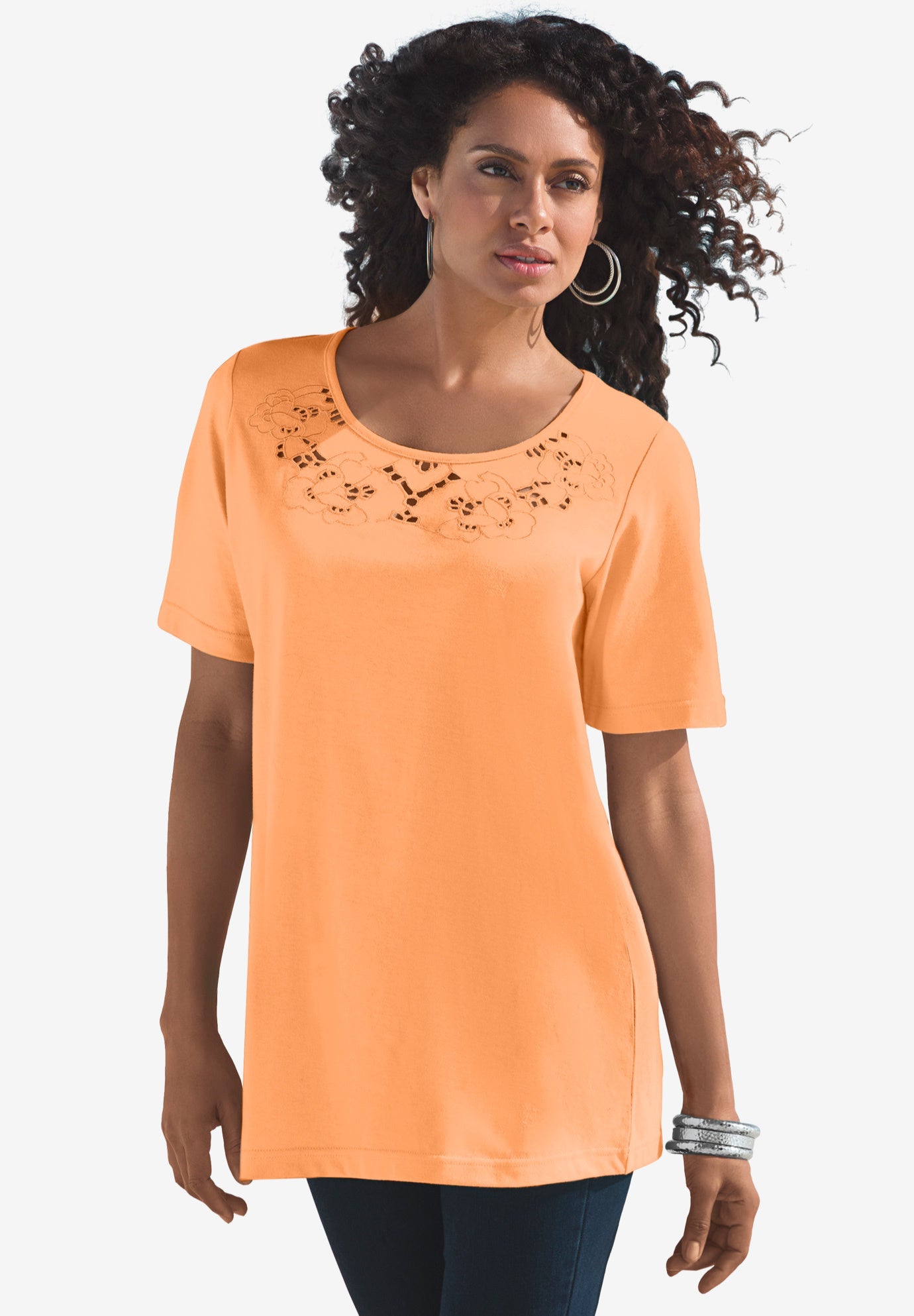 Eyelet Cutout Tee image number 0