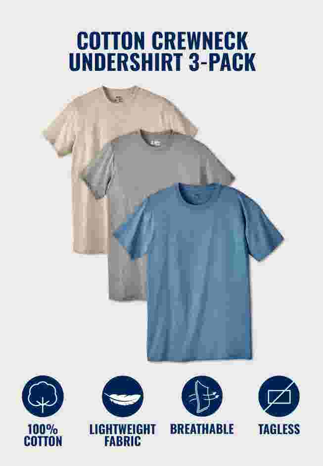 3-Pack Cotton Crewneck Undershirt image number 1