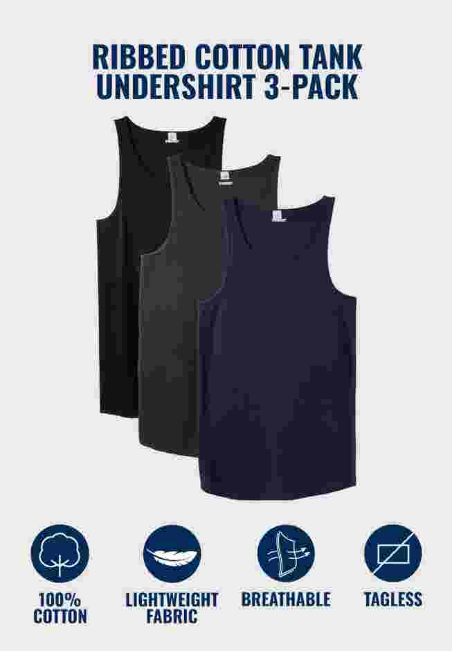 3-Pack Ribbed Cotton Tank Undershirt image number 1