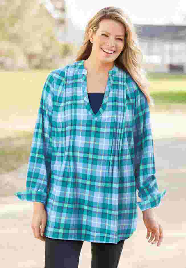Flannel Tunic With Layered Look image number 5