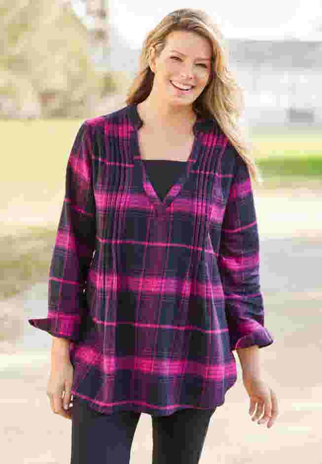 Flannel Tunic With Layered Look image number 0