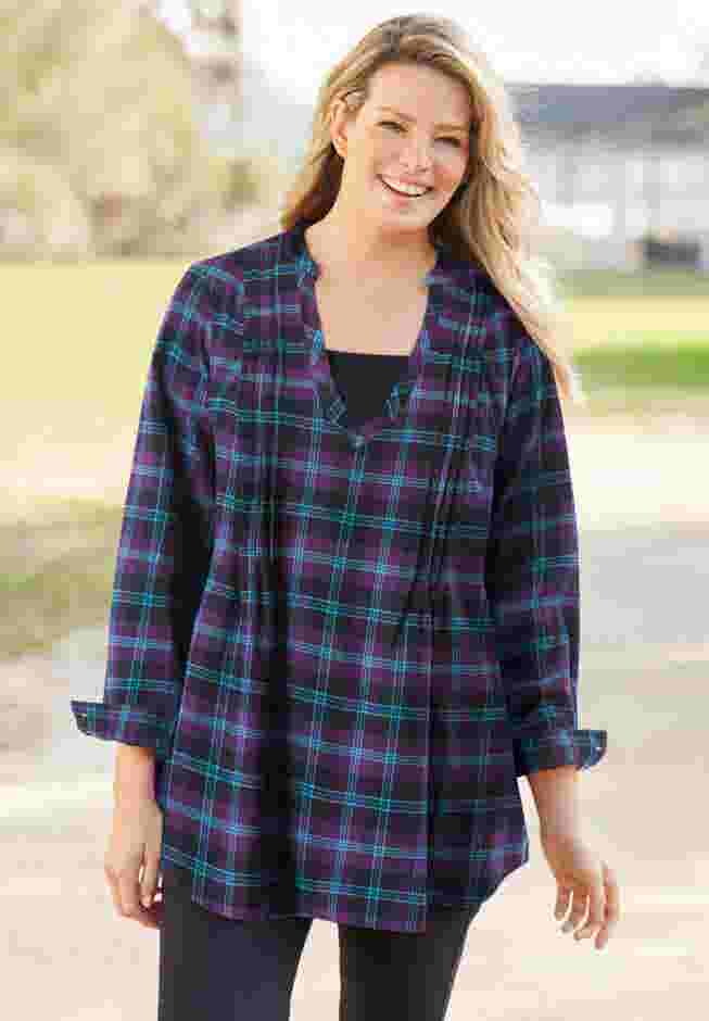 Flannel Tunic With Layered Look image number 2