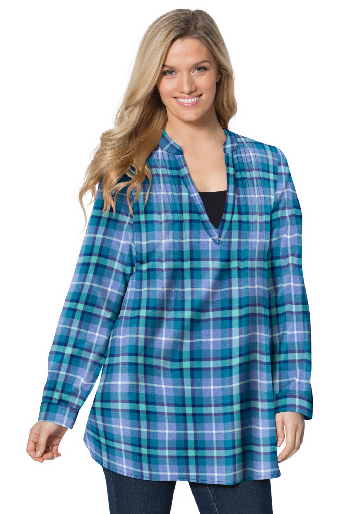 Flannel Tunic With Layered Look image number 1