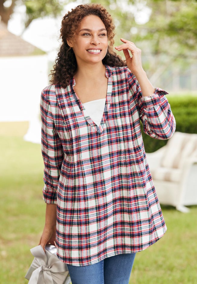 Flannel Tunic With Layered Look image number 5