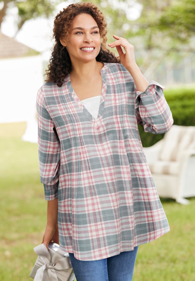 Flannel Tunic With Layered Look image number 0