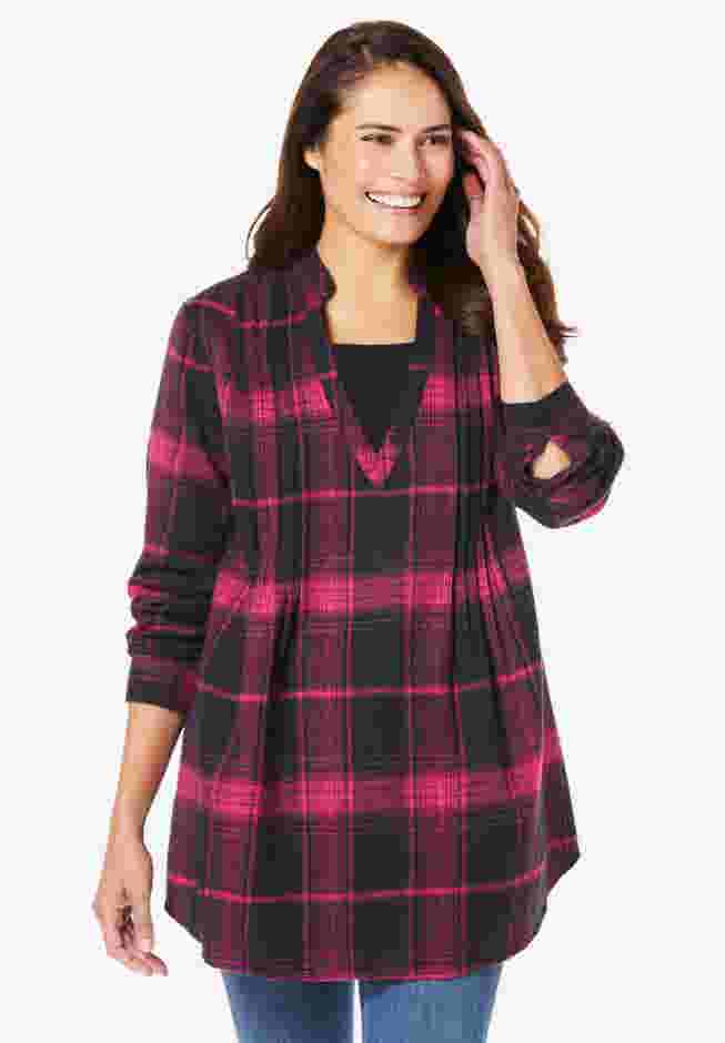 Flannel Tunic With Layered Look image number 1