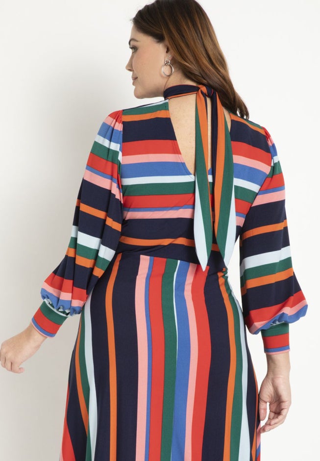 A-line Dress with Puff Sleeves image number null