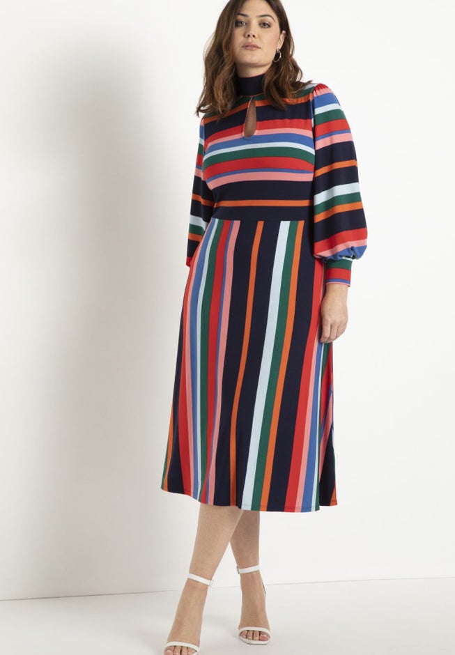 A-line Dress with Puff Sleeves image number null
