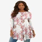 Plus Size Boatneck Swing Ultra Drape Tunic Top image number null