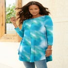 Plus Size Boatneck Swing Ultra Drape Tunic Top image number null