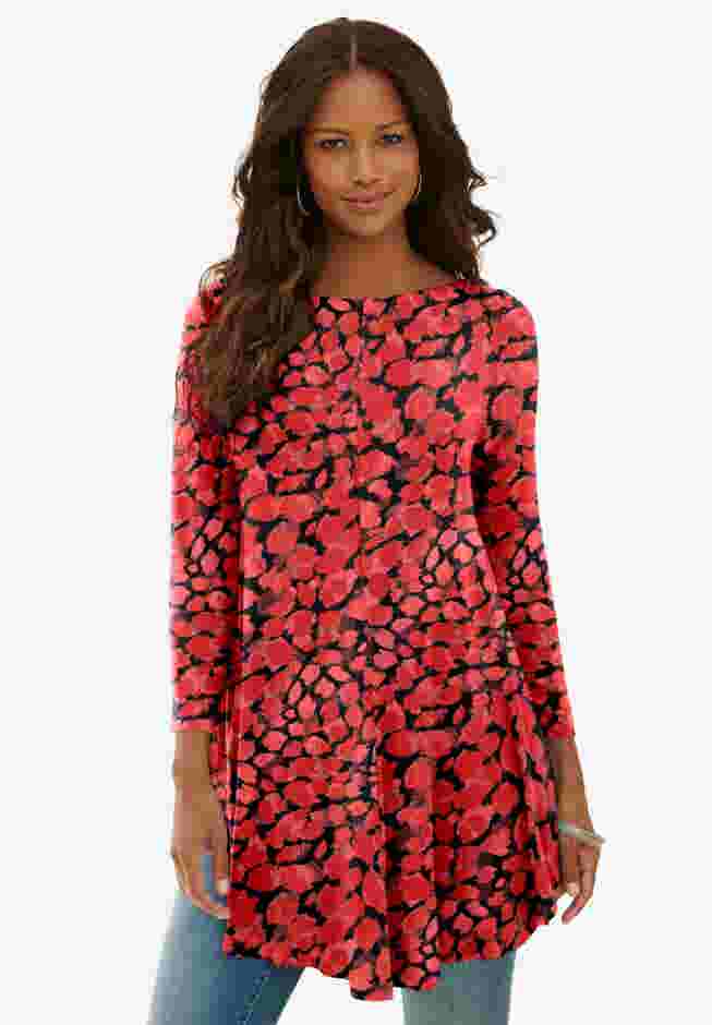 Plus Size Boatneck Swing Ultra Drape Tunic Top image number 0