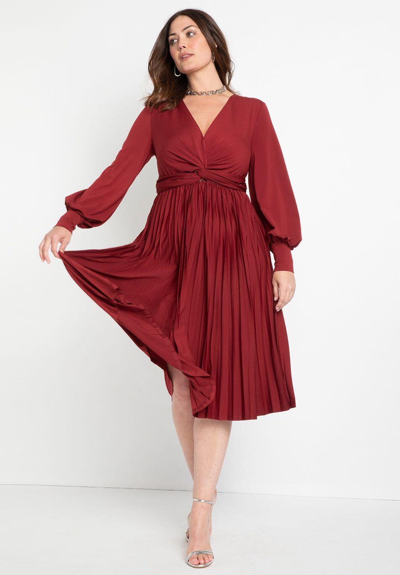 Knot Front Pleated Skirt Dress image number 0