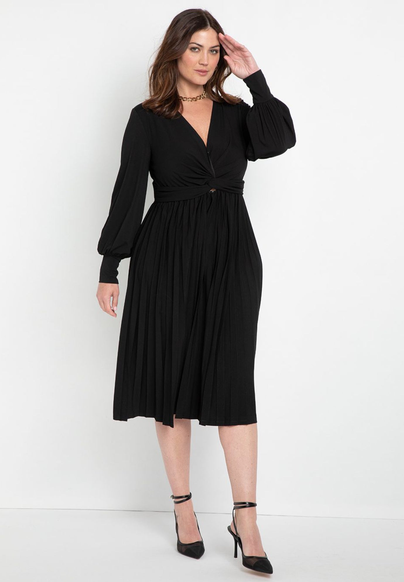 Knot Front Pleated Skirt Dress image number 0