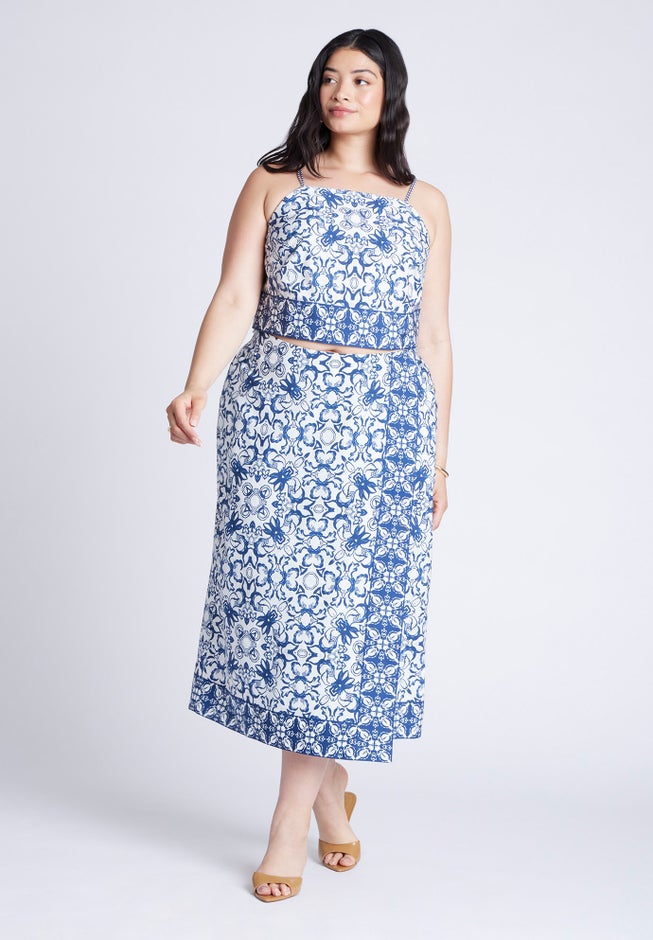 Border Print Midi Skirt image number null