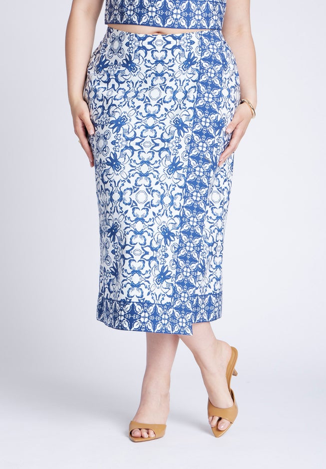 Border Print Midi Skirt image number null