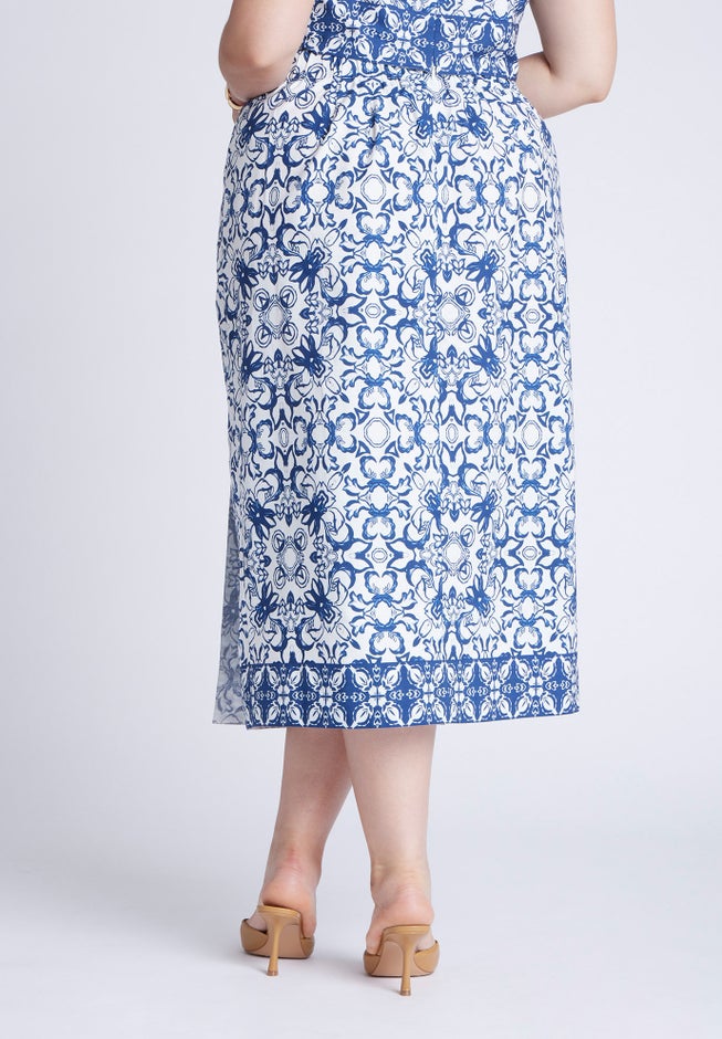 Border Print Midi Skirt image number null