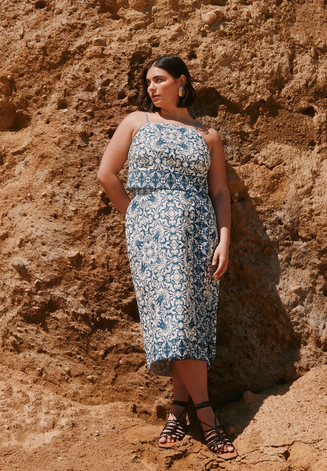 Border Print Midi Skirt image number null