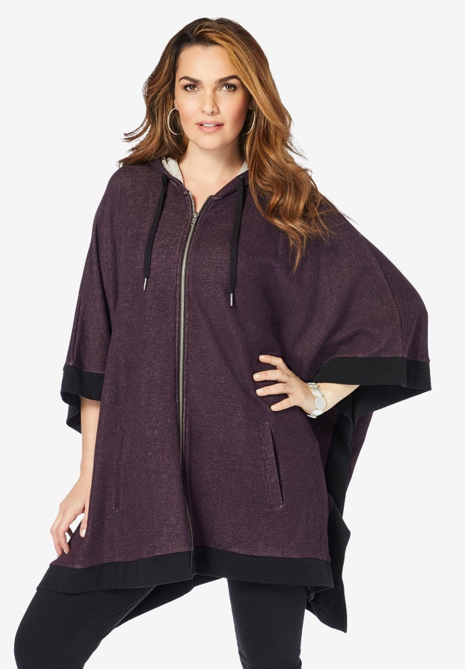 Hooded Zip Poncho image number null