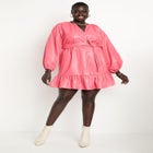 Faux Leather Shirred Mini Dress image number null