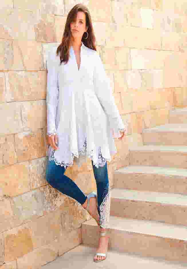 Poplin Embroidered Swing Tunic image number 5