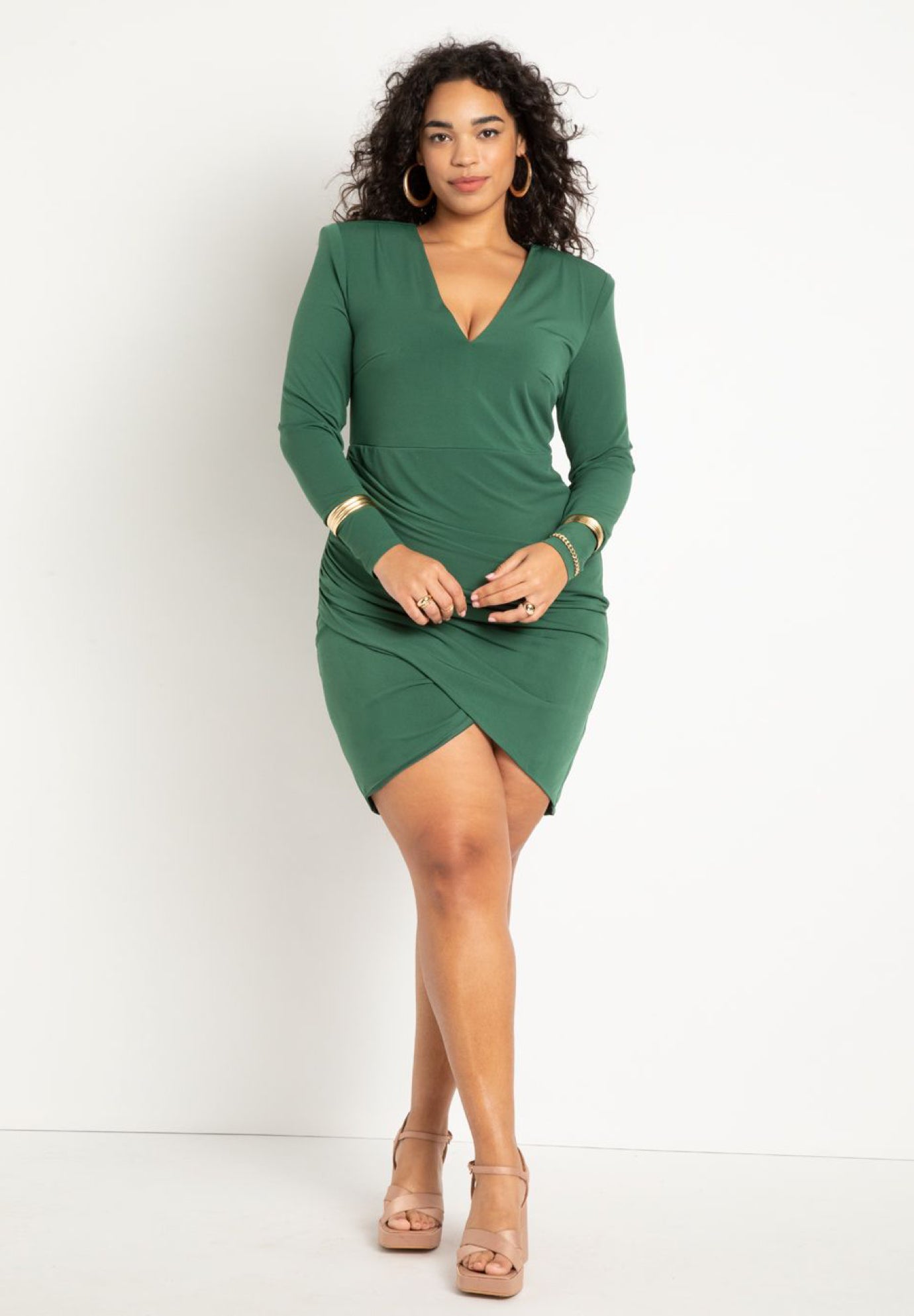 Wrap Skirt Strong Shoulder Dress image number 0