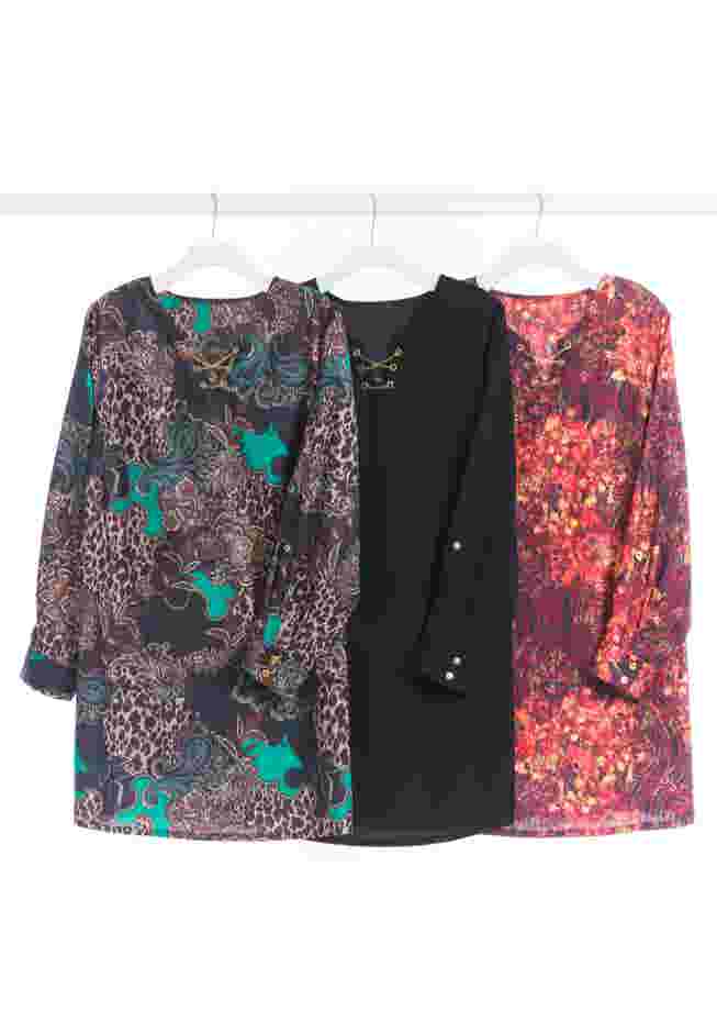 Chain Lace-Up V-Neck Tunic Blouse image number 5