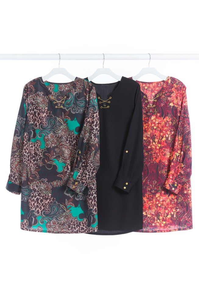 Chain Lace-Up V-Neck Tunic Blouse image number 5