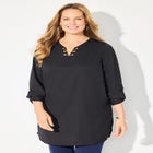 Chain Lace-Up V-Neck Tunic Blouse image number null