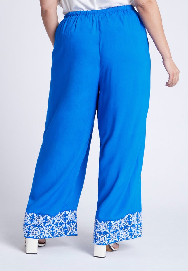 Embroidered Hem Pull On Pant image number null