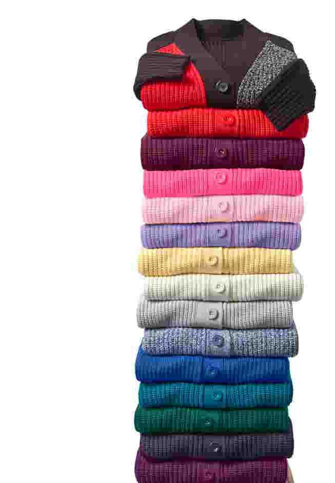 Button-Front Shaker Cardigan image number 3