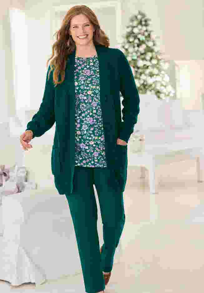 Button-Front Shaker Cardigan image number 4