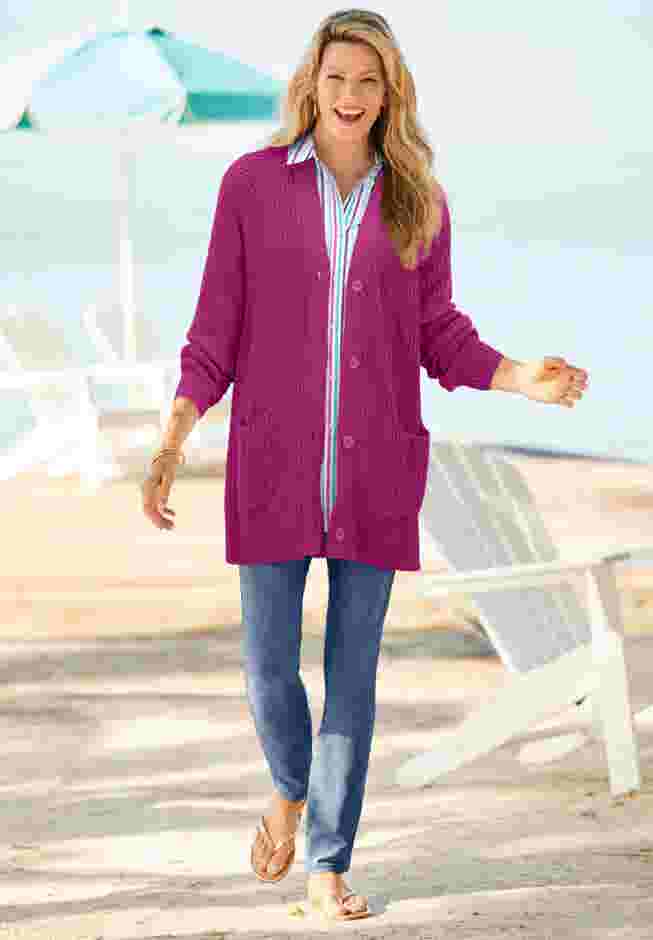 Button-Front Shaker Cardigan image number 7