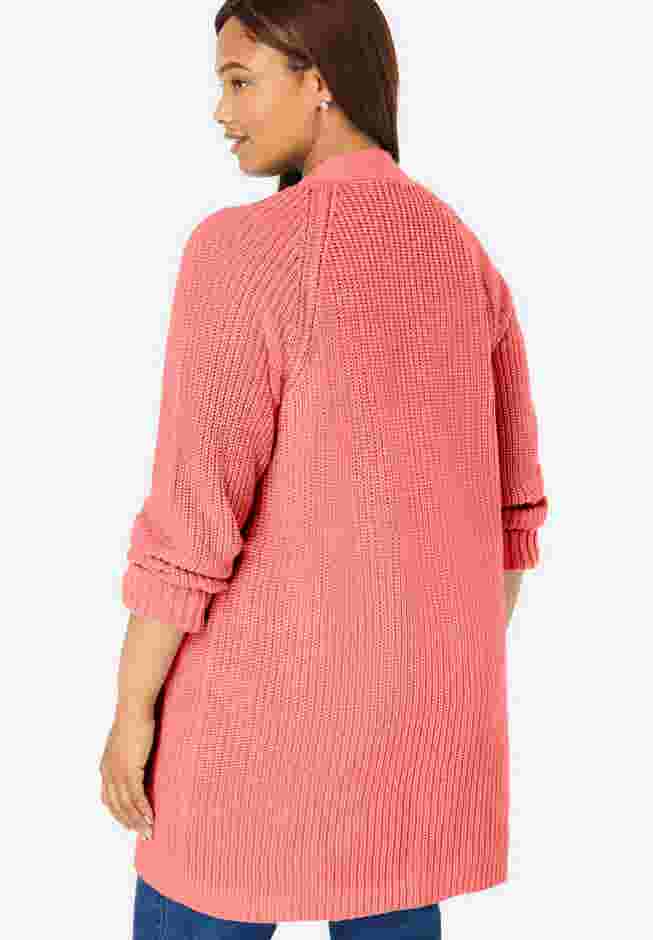Button-Front Shaker Cardigan image number 1
