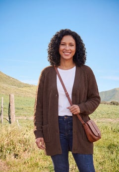 Shaker Button-Front Cardigan Sweater