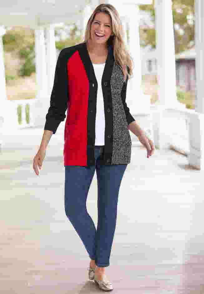 Button-Front Shaker Cardigan image number 8