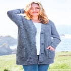 Button-Front Shaker Cardigan image number null