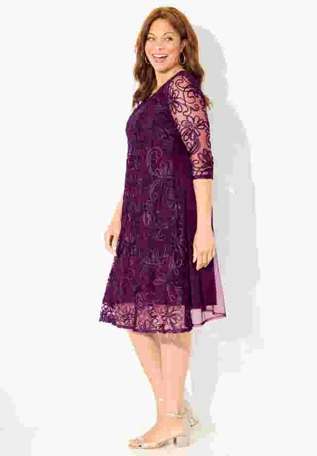A-Line Embroidered Midi Dress image number 3