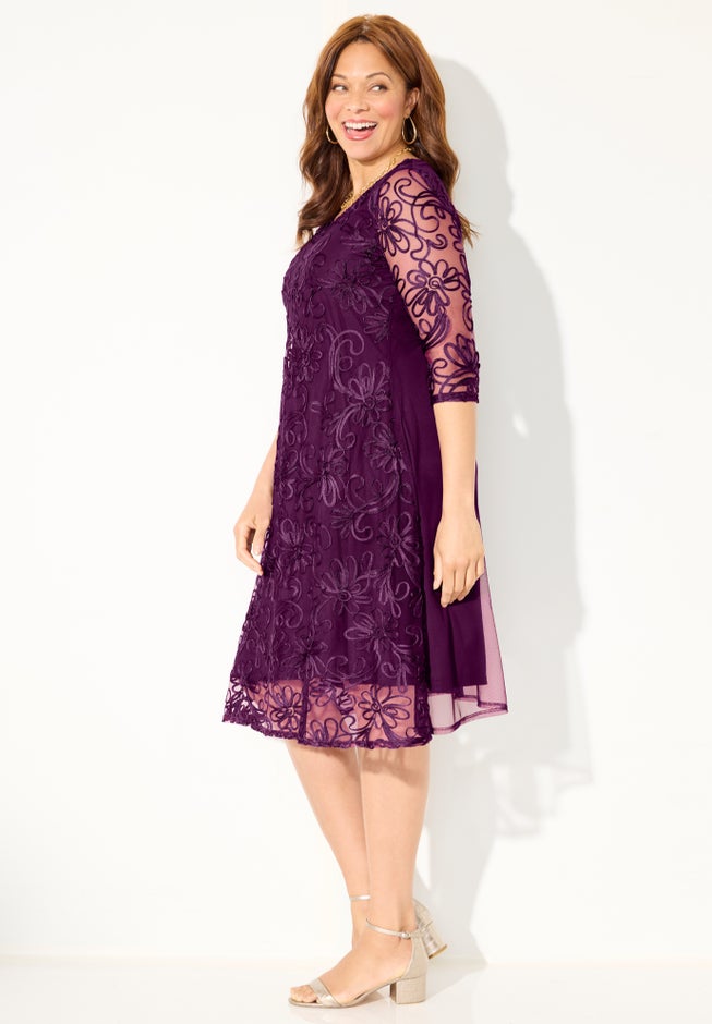A-Line Embroidered Midi Dress image number 3