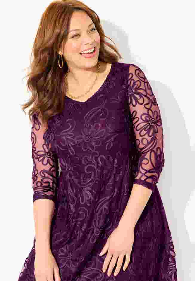 A-Line Embroidered Midi Dress image number 4