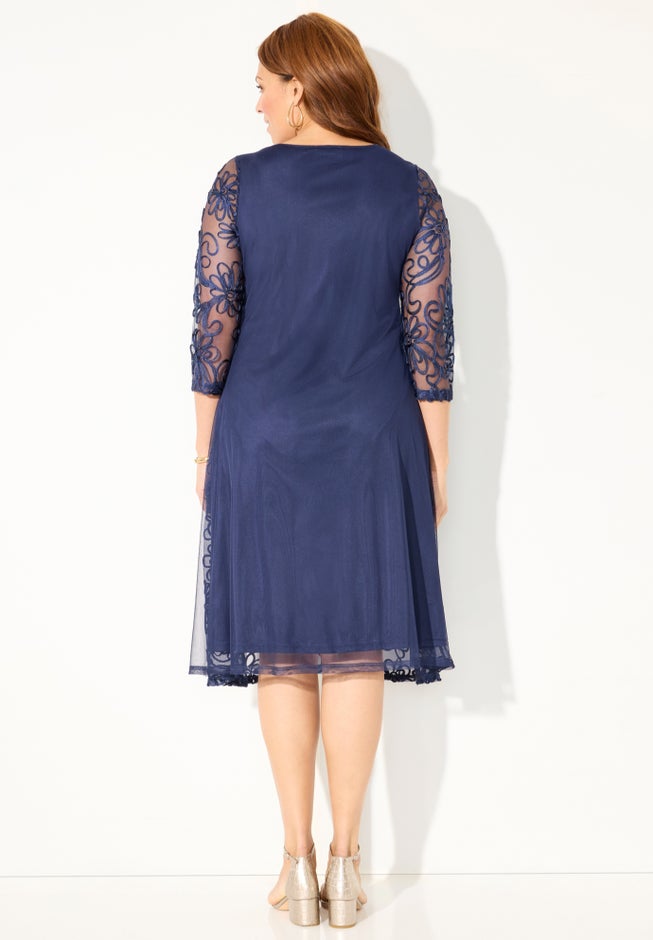 A-Line Embroidered Midi Dress image number 1