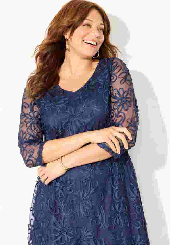 A-Line Embroidered Midi Dress image number 3