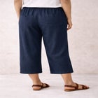 Linen-Blend Drawstring Elastic Waist Relaxed Fit Capris image number null