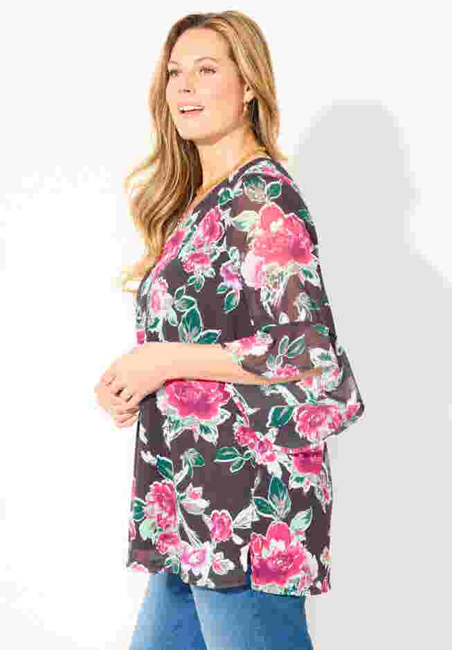 V-Neck Bell-Sleeve Georgette Blouse image number 2
