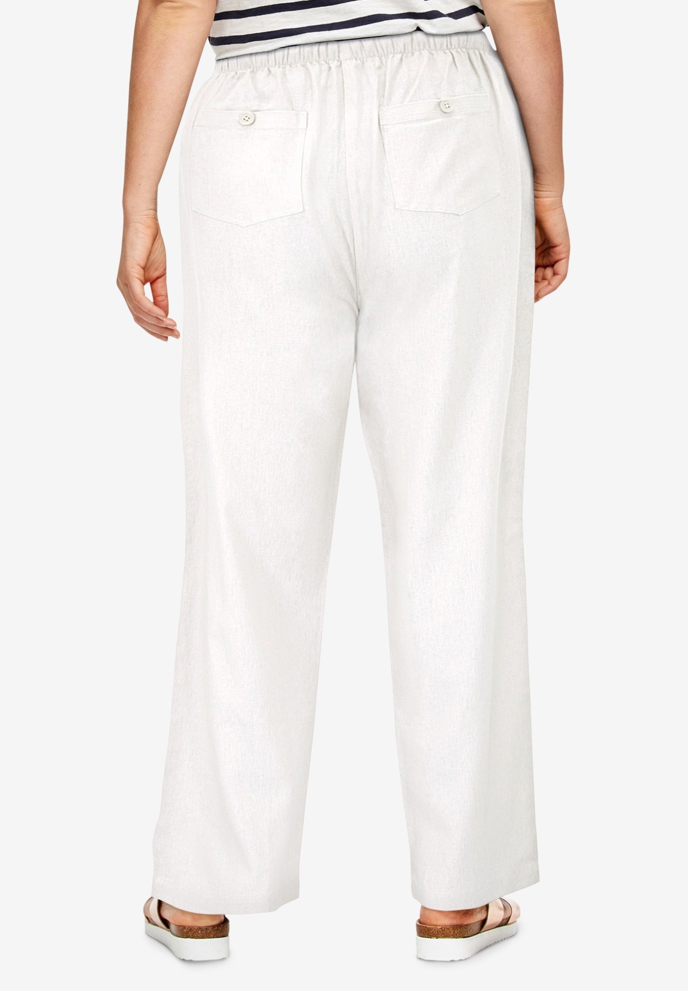 Linen-Blend Elastic Waist Drawstring Relaxed Pant image number 1
