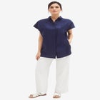 Linen-Blend Elastic Waist Drawstring Relaxed Pant image number null